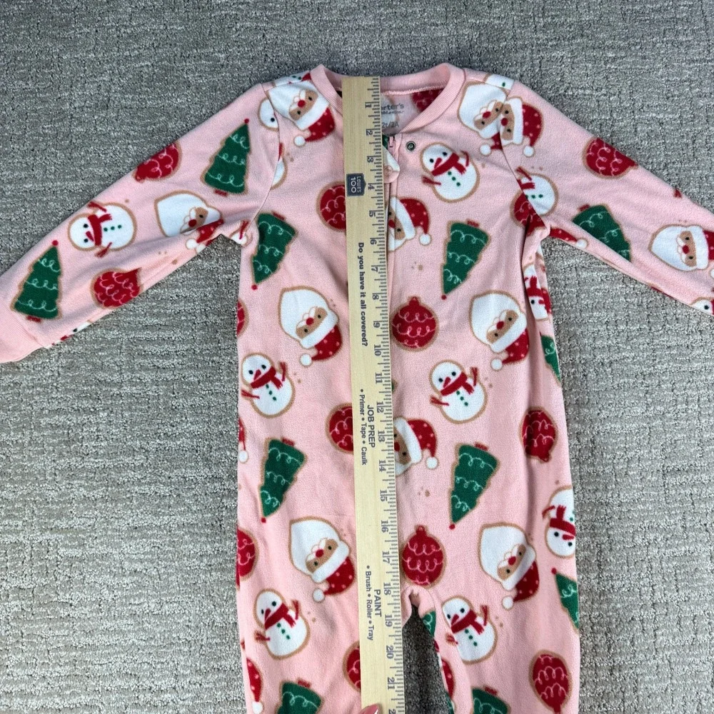 Carter's Child of Mine Footed Pajamas Christmas Santa Pink 2T Fleece Toddler